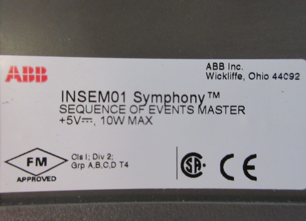 ABB INSEM01 Sequence of Events Master quality first with brand new